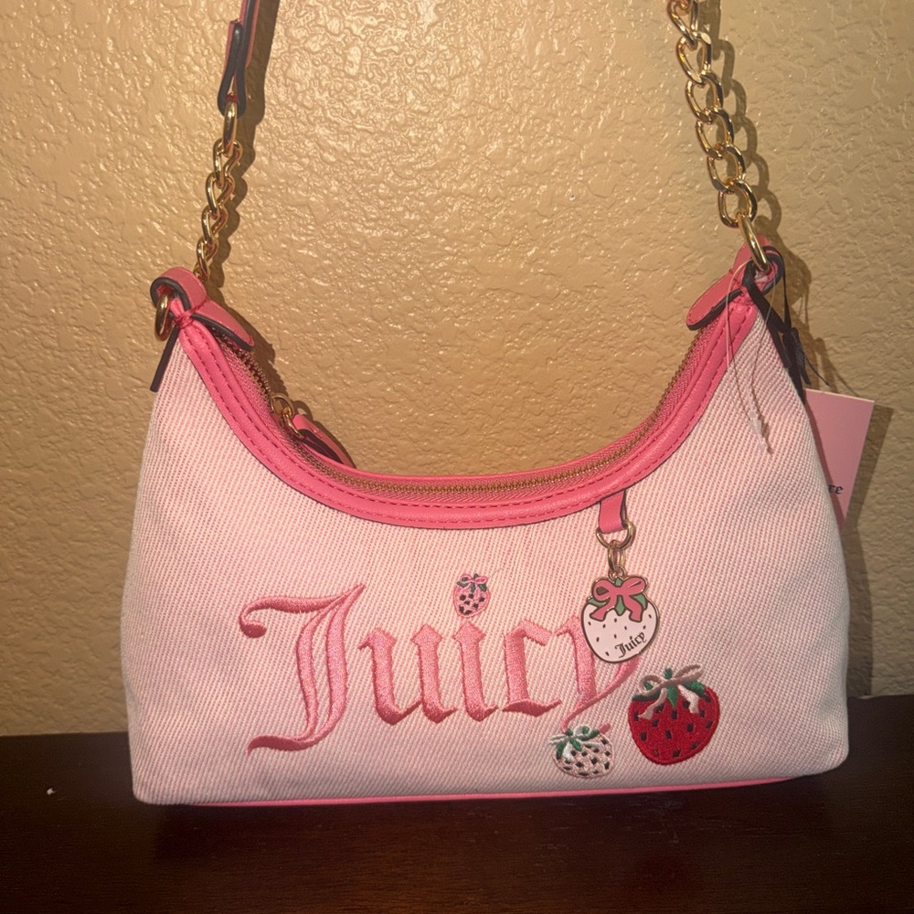 Juicy Couture Light Pink Strawberry Charm Shoulder Bag